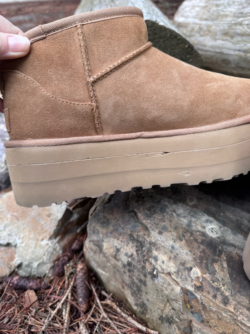 UGG Chestnut Suede Platform Mini Booties - Picture 7 of 15